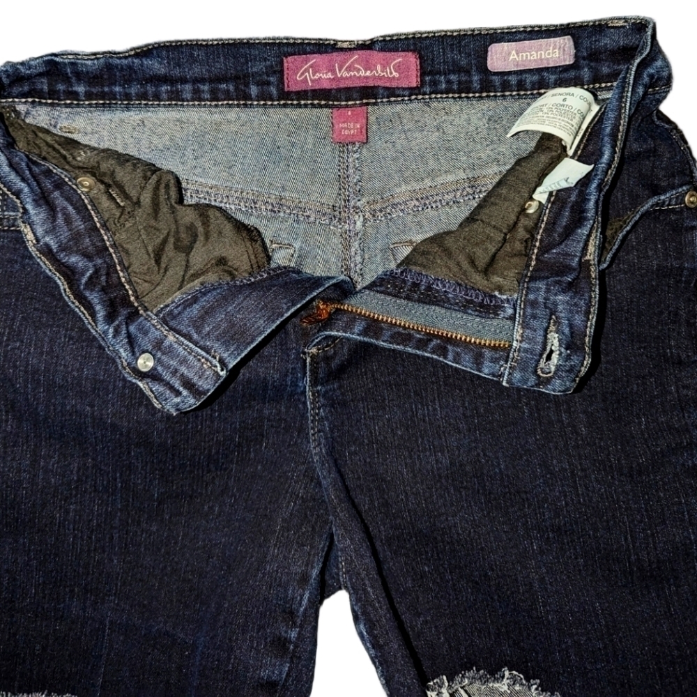 Gloria Vanderbilt Medium 6 women's Shorts M Jean Stretch Denim Studded Jeans - Picture 7 of 12
